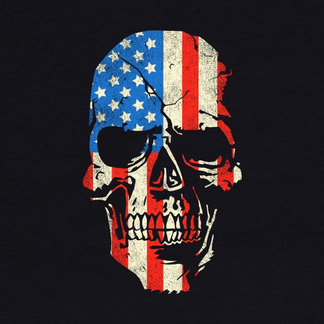 Skull Graphic - Patriotic Badass Distressed Art - US Flag by tommartinart